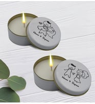BK Gift Kişiye Özel Çift Tasarımlı 2’li Beyaz Metal Kutuda Kokulu Mum Hediye Seti - 6, Ev Hediyesi, Sevgiliye, Arkadaşa Hediye, Kokulu Mum