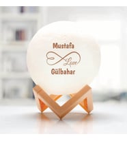 Sevgililere Özel Sonsuzluk İşaretli Kişiye Özel 3D Ay Gece Lambası (Beyaz)