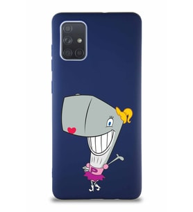 Samsung Galaxy A71 Soft Premier Kapak Pearl Yengeç Tasarımlı Silikon Kılıf - Lacivert (Şeffaf)