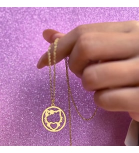 Kişiye Özel 925 Ayar Gümüş Hello Kitty Kolye (Gold)