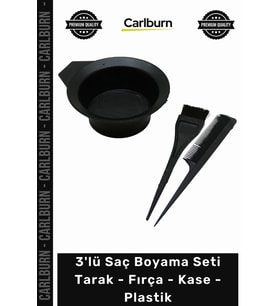 #SaçBoyama Profesyonel Kuaför Malzemesi Siyah 3'lü Saç Boyama Seti Tarak Fırça Kase Plastik