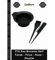 #SaçBoyama Profesyonel Kuaför Malzemesi Siyah 3'lü Saç Boyama Seti Tarak Fırça Kase Plastik