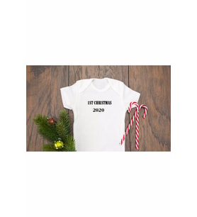 Christmas 2020 Baskılı Beyaz Bebek Zıbın Uzun Kollu