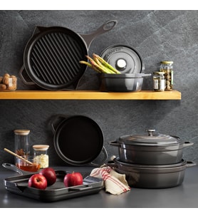 Schafer Guss Chef Döküm Basık Tencere 26 Cm 2 Parça-Gri