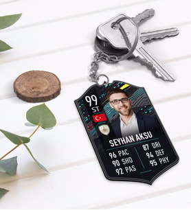 BK Gift Kişiye Özel Ahşap Anahtarlık Futbolcu Kartı-13