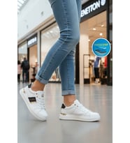 United Colors Of Benetton Siyah Beyaz Bağcıklı Cilt Memory Foam Unisex Spor Ayakkabı BNI-12074 G