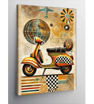 Kanvas Tablo Retro Vespa ve Geometrik Tasarım