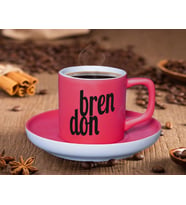 BK Gift Kişiye Özel İsimli Mat Fuşya Renk Türk Kahvesi Fincanı-1 Renkli Türk Kahvesi Fincanı, Arkadaşa Hediye ,  Anneye Hediye , Kahve Fincanı