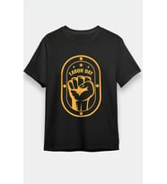 1 Mayıs Labor Day Emekçi Temalı Baskılı Oversize Bisiklet Yaka T-shirt - Siyah