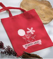 BK Gift Kişiye Özel İsimli Anneler Günü Tasarımlı Kırmızı Kumaş Bez Çanta, Baskılı Omuz Çantası, Alışveriş Çantası, Anneler Günü Hediyesi, Anneye Hediye-4