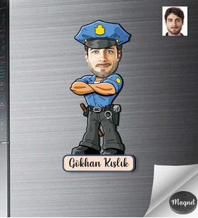 Kişiye Özel Polis Erkek Ahşap Magnet -1