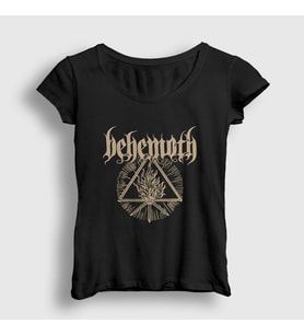 Presmono Kadın Siyah Fire Behemoth T-Shirt 16737tt