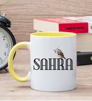Kişiye Özel Minik Serçe İsim Yazılı Sarı Kupa Bardak