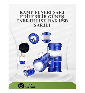 Mey İthalat® Güneş Enerjili Katlanabilir Kızaklı Kamp Feneri – USB Şarjlı, Çok Yönlü ve Dayanıklı Ta