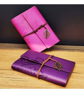Deri Yaprak Desenli Çizgisiz Defter