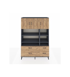 Hyperion Gardrop 10 Raflı 4 Çekmeceli 3 Kapaklı 132x44x195 Antrasit-Çam