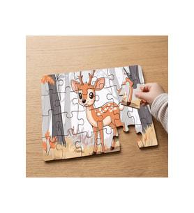 Ormanda Sevimli Geyik Tasarımlı 24 Parça Ahşap Çocuk Puzzle MPK0057