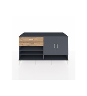 Kronos Konsol 4 Raflı 2 Çekmeceli 2 Kapaklı 176x59x99 Antrasit-Antrasit/Çam
