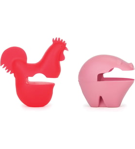 Lexroo Silikon Tencere Klips Kaşıklık, 5 cm, Kırmızı/Pembe