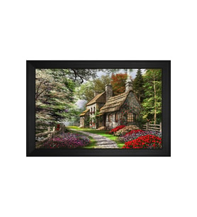 Manzara Temalı Kanvas Tablo 80 x 110 cm Siyah Çerçeve