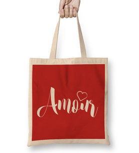 French Slogan Amour Love Heart Bez Çanta Uzun Saplı
