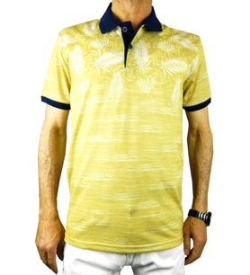 ÇİZGİ TRİKO ERKEK POLO YAKA PALMİYE TSHİRT 3514 (Hardal)