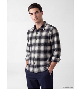LCWAIKIKI Classic Siyah Relax Fit Ekose Gabardin Erkek Gömlek