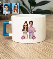 Kişiye Özel Karikatürlü Mühemmel Kardeşler Lüks Fincan Doğum Günü Hediyesi