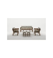 Elmas 3+1+1 + Masa + 2 Puf (KREM) Metal Gövde Balkon-bahçe-kafe,çay Seti,koltuk Takımı,oturma Grubu,