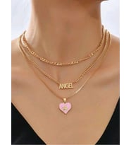 Mona Roza Collection Angel Pink Pembe Melek Detaylı Altın Golden Kolye