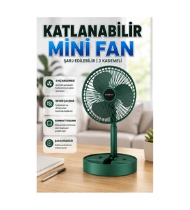 Katlanabilir Taşınabilir Mini Fan – 3 Kademeli Şarj Edilebilir