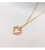 Pembe Zirkon Taşlı Kalp Temalı Kolye