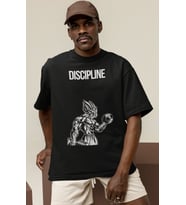 Tasarım Disiplin Anime Fitness Bodybuilding Sporcu Gym Baskılı Unisex Oversize Tişört