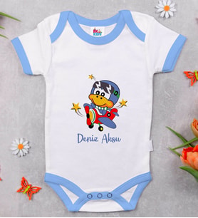 BK Kids Kişiye Özel Mavi Bebek Body Zıbın - Model 186