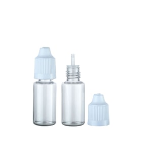 100 Adet - 15ml Şeffaf Plastik Likit Şişesi - Iğne Uclu Damlalıklı Pet Şişe, Beyaz Kapaklı