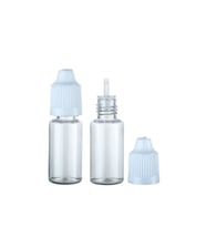100 Adet - 15ml Şeffaf Plastik Likit Şişesi - Iğne Uclu Damlalıklı Pet Şişe, Beyaz Kapaklı