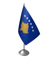 Masa Üstü Kosova Bayrağı Krom Direk Masa Bayrak Seti