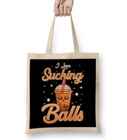 Funny I Love Sucking Balls Boba Tea Pun Gag Gift Bez Çanta Uzun Saplı
