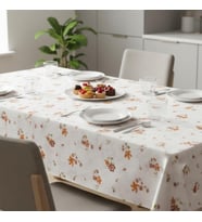 Baskılı Yıkanabilir 140 x 200 cm Masa Örtüsü Mutfak Bahçe Piknik Masa Örtüsü I Kahverengi Ağırlıklı Çiçek Desenli