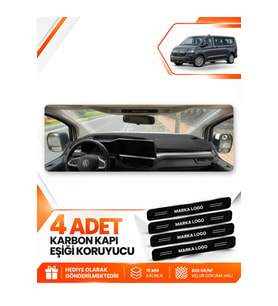 VOLKSWAGEN TRANSPORTER (2025-SONRASI) Uyumlu Ön Torpido Koruma Kılıfı Halısı - Siyah Kırmızı