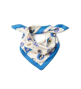 Modern Göz Desenli Saten Kare Fular Bandana