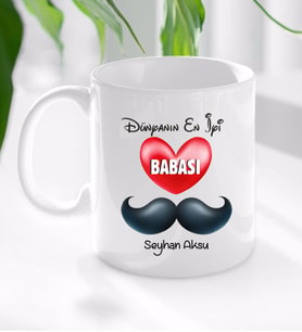 BK Gift Kişiye Özel Dünyanın En İyi Babası Tasarımlı Kupa Bardak-1 (Beyaz)