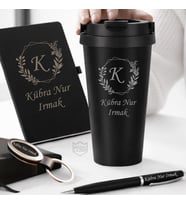 İsme Özel Premium Tasarım Erkek Kadın Hediye Seti - Çelik Termos Bardak, Defter, Kalem, Anahtarlık  Erkek Kadın Hediye Seti