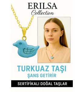 Sertifikalı Kuş Model Firuze - Turkuaz Taşı Kolye – Enerji, Güç ve Ruhsal Denge Taşı (Çok Renkli)