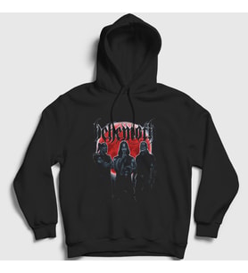 Presmono Unisex Siyah Red Moon Behemoth Kapüşonlu Sweatshirt 386433tt