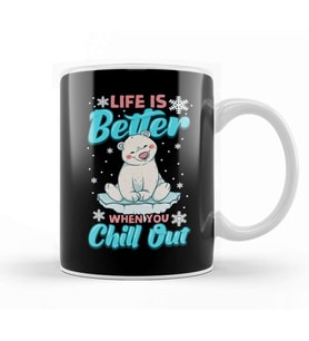 Life Is Better When You Chill Out Polar Bear Pun Kupa Bardak Porselen
