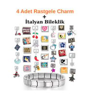 4 Adet Rastgele Charm + İtalyan Charm Bileklik + Sürpriz Hediye İle Birlikte (Gümüş)
