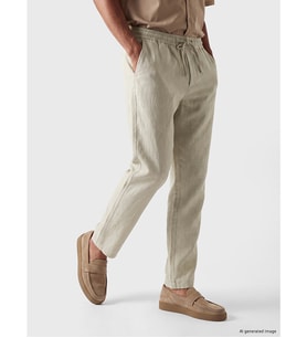 LCW Vision Bej Regular Fit Keten Görünümlü Erkek Pantolon