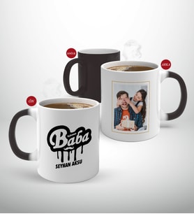 BK Gift Kişiye Özel Babalar Günü Hediyesi Fotoğraflı Sihirli Kupa Bardak-69 (Beyaz)