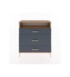 Arges Şifonyer Tek Raflı 3 Çekmeceli 88x30x96 Çam-Antrasit